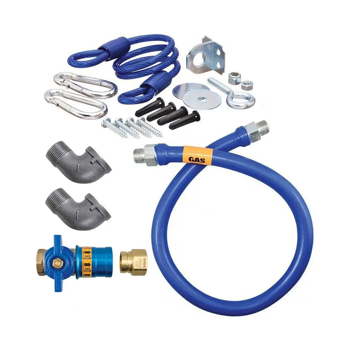 Dormont 16100KITCF24 Deluxe Safety Quik 24" Gas Connector Kit, Two Elbows, Restraining Cable, 1" Dia