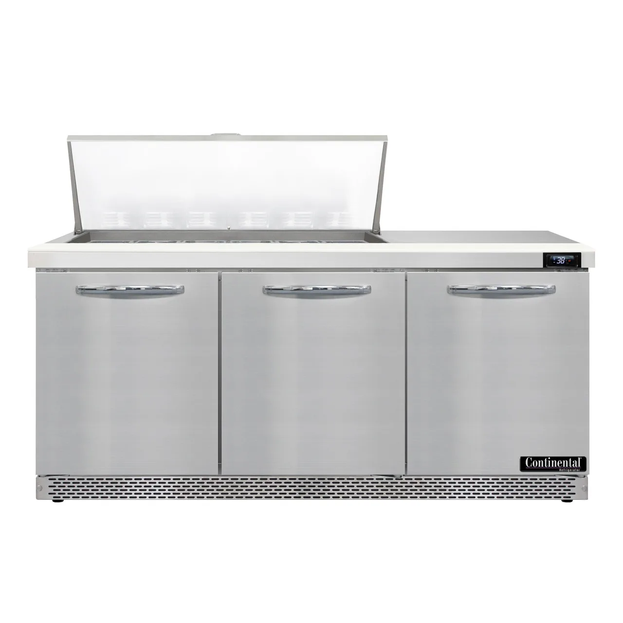 Continental Refrigerator SW72N18M-FB 72" Mega Top Sandwich Prep Table w/ 3 Doors, 18 pans