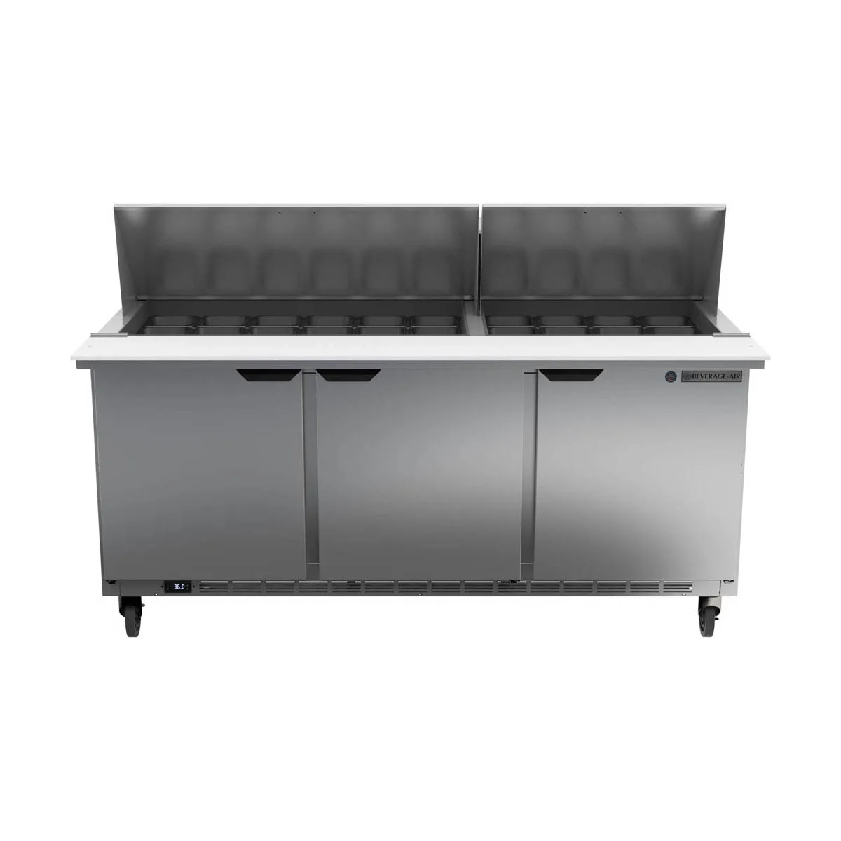 Beverage Air SPE72HC-30M 72" Mega Top Sandwich / Salad Prep Table w/ 3 Doors, 30 Pans, 20 cu. ft.