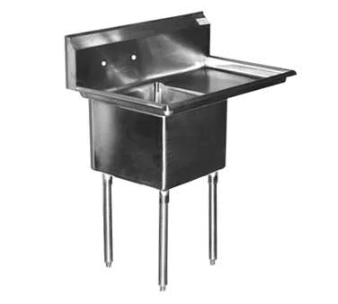 Serv-Ware E1CWP1818R-18-V 38.5" One Compartment Sink, 18"W x 18"L Bowl With Right-Hand Drainboards