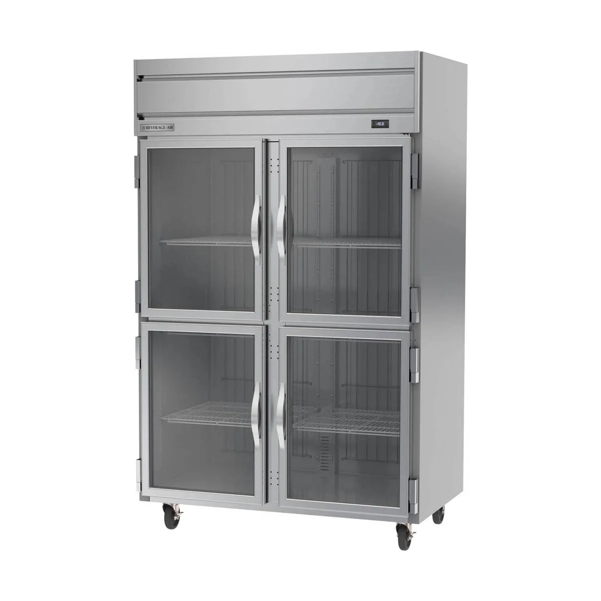 Beverage Air HF2HC-1HG 52" 2-Section Reach-In Freezer, 4 Half Glass Doors, Top Mount, 46.29 cu. ft.
