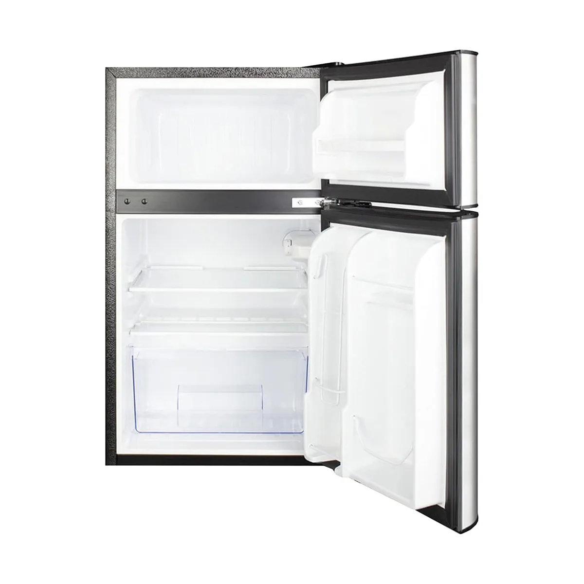 Summit CP34BSS 19" Compact Refrigerator Freezer in Black, Stainless Steel Doors, Can Storage, 3.2 cu. ft.