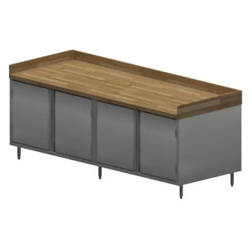 BK Resources CMBT-3096H Chef Table, Cabinet Base with Hinged Doors