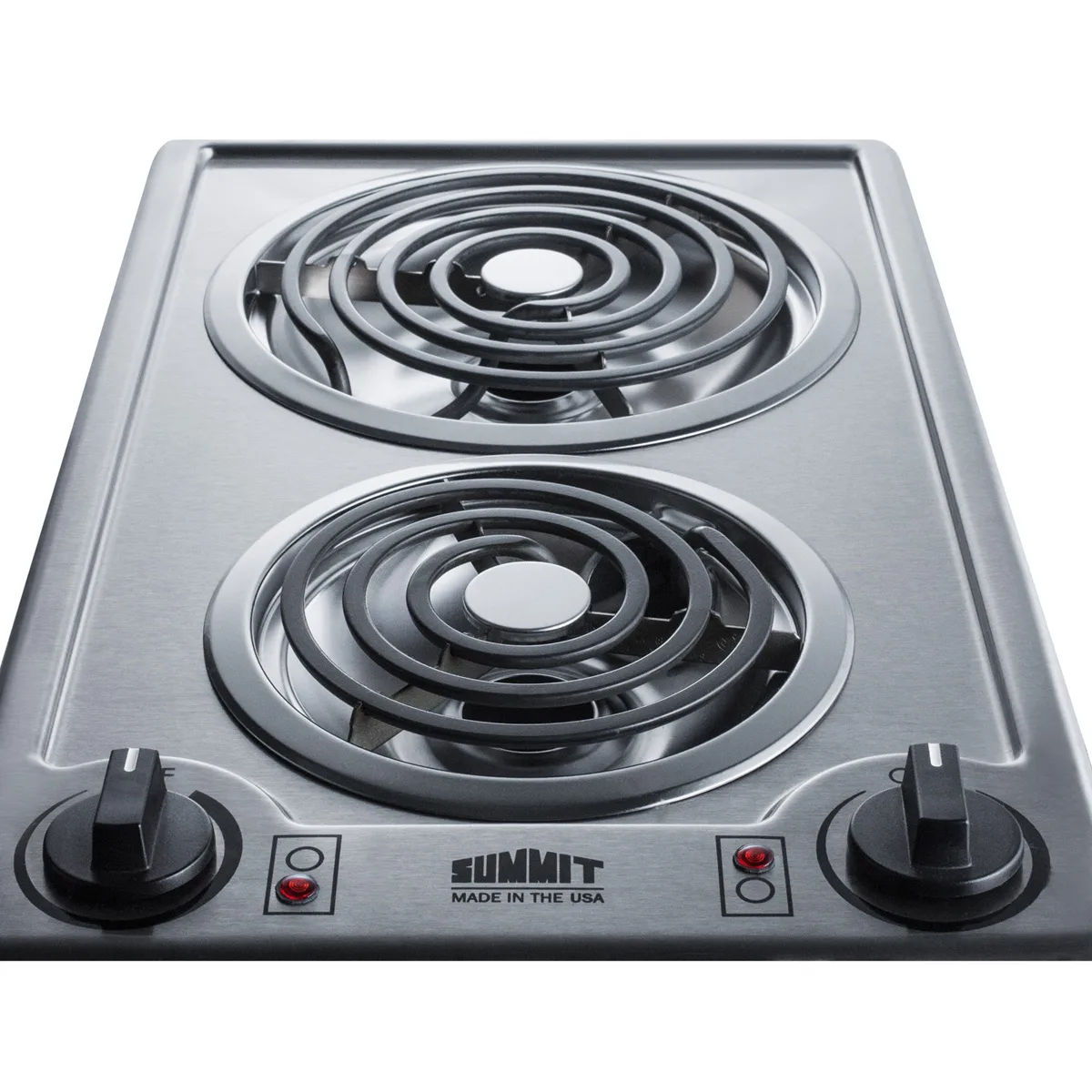 Summit CCE213SS 12" Electric Radiant Cooktop w/ (2) Spiral Burners, Manual Controls, Stainless Steel, 1.5 kW, 115v