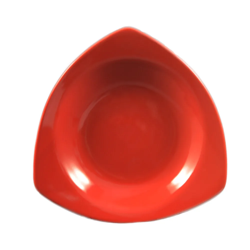 CAC China P-77-R Festiware Triangular Pasta Bowl 22 oz Red Stoneware, Microwave Safe - 1 Dozen