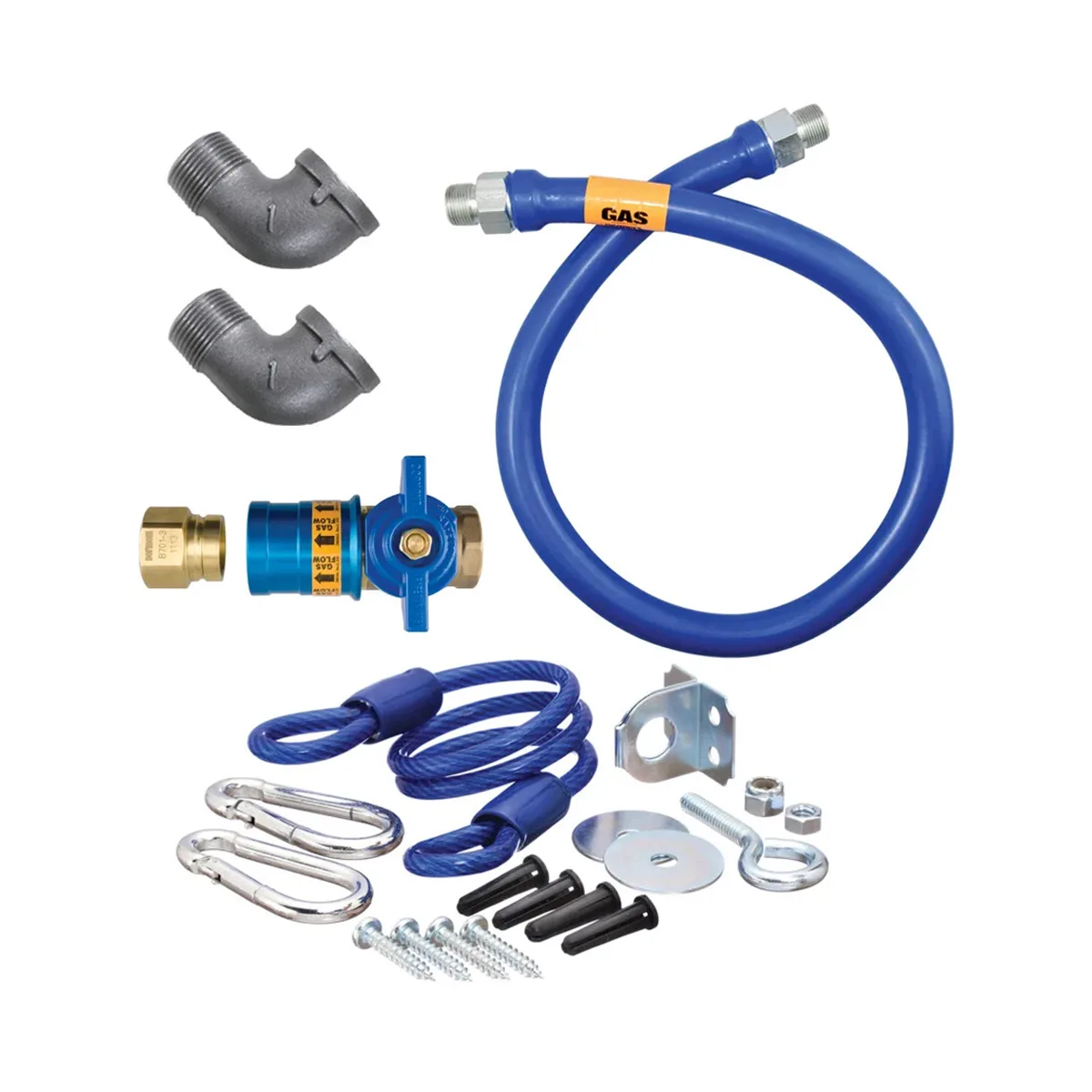 Dormont 16100KITCF60 Deluxe Safety Quik 60" Gas Connector Kit w/ Two Elbows, Restraining Cable, 1" Dia.