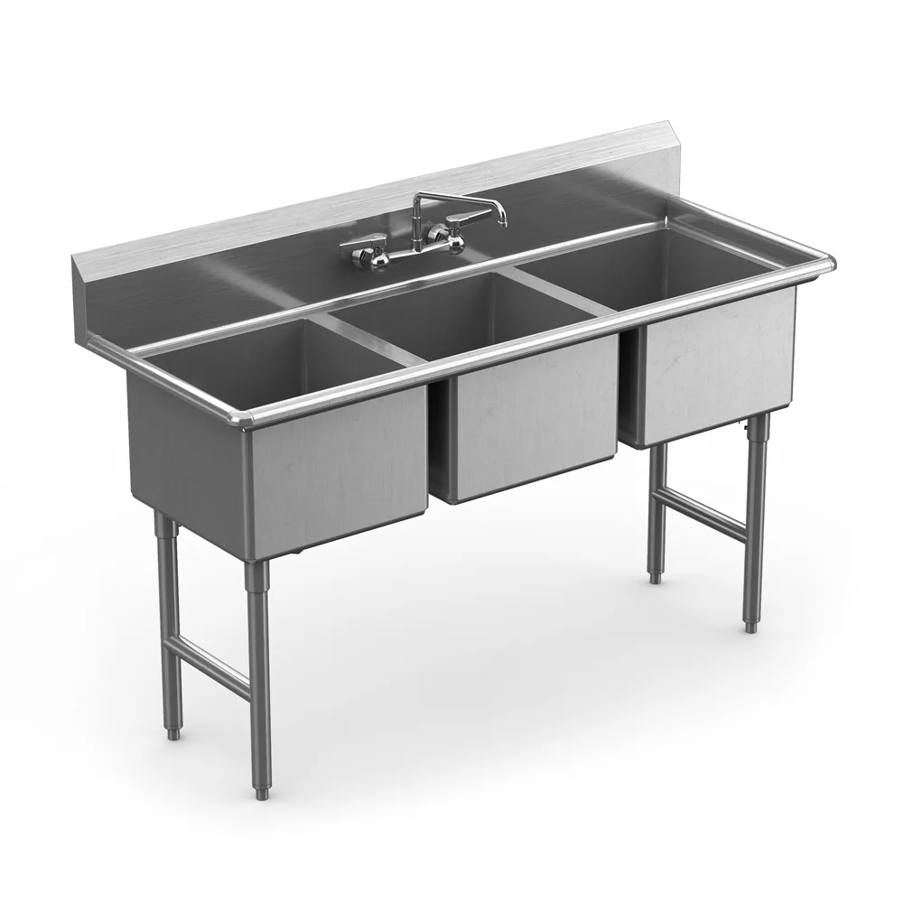 Winholt WS3T1620-14DP-14GA Three Compartment Sink