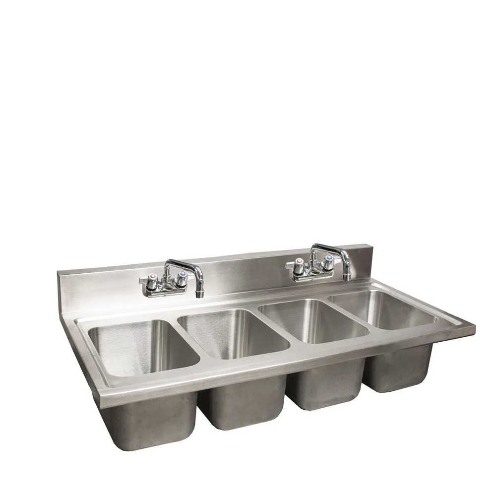 BK Resources DDI4-R5-1014-PG Drop-In Sink, (4) Compartment, 48"W X 24"D, 4" Oc