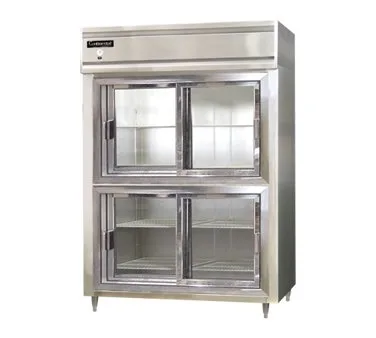 Continental Refrigerator D2RENSSSGDHD 57" 2-Section Reach-In Refrigerator w/ 4 Sliding Half Glass Doors, All Stainless Steel, 52 cu. ft.