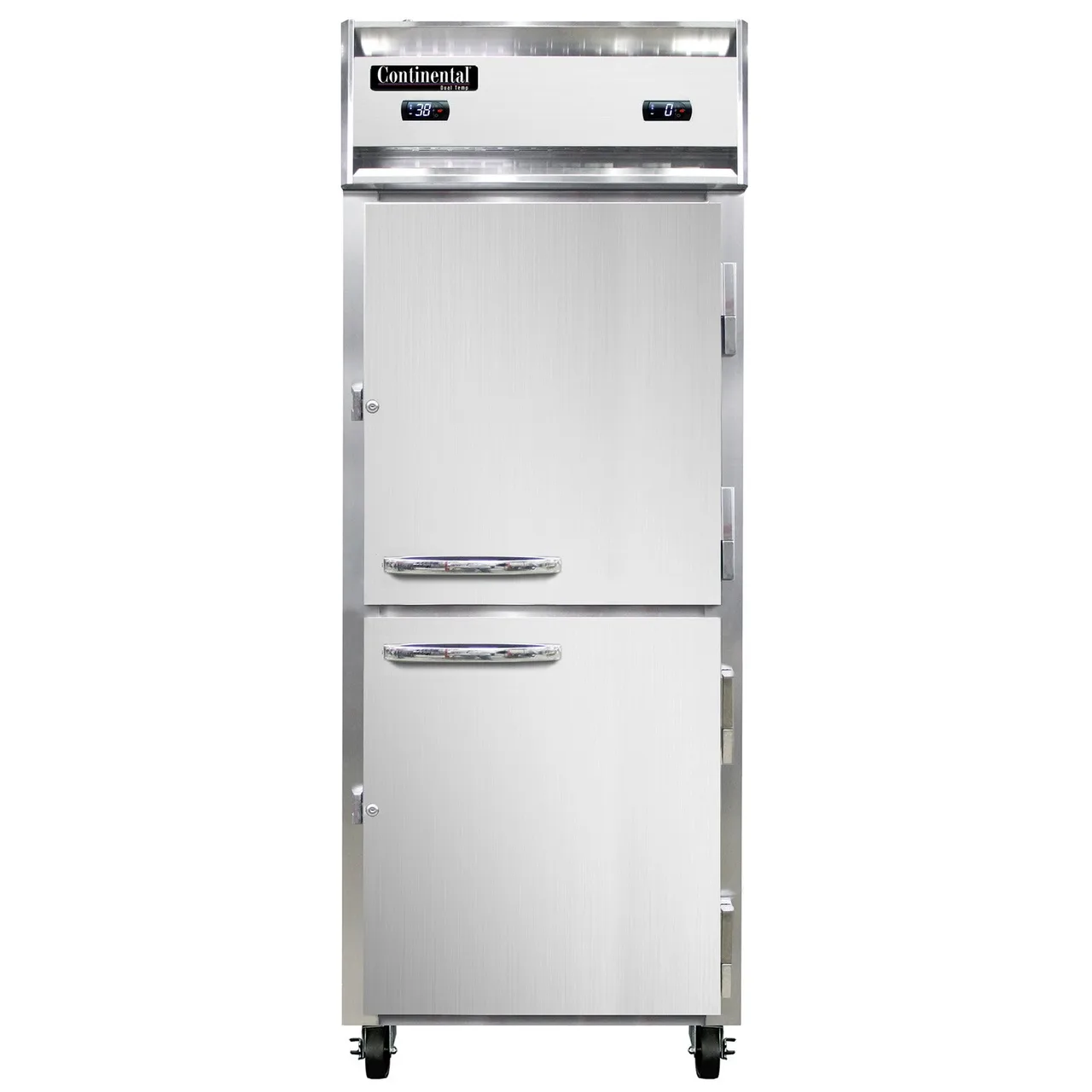 Continental Refrigerator 1RFENSSHD 28" 1-Section Reach-In Refrigerator Freezer Combo w/ 2 Half Solid Doors
