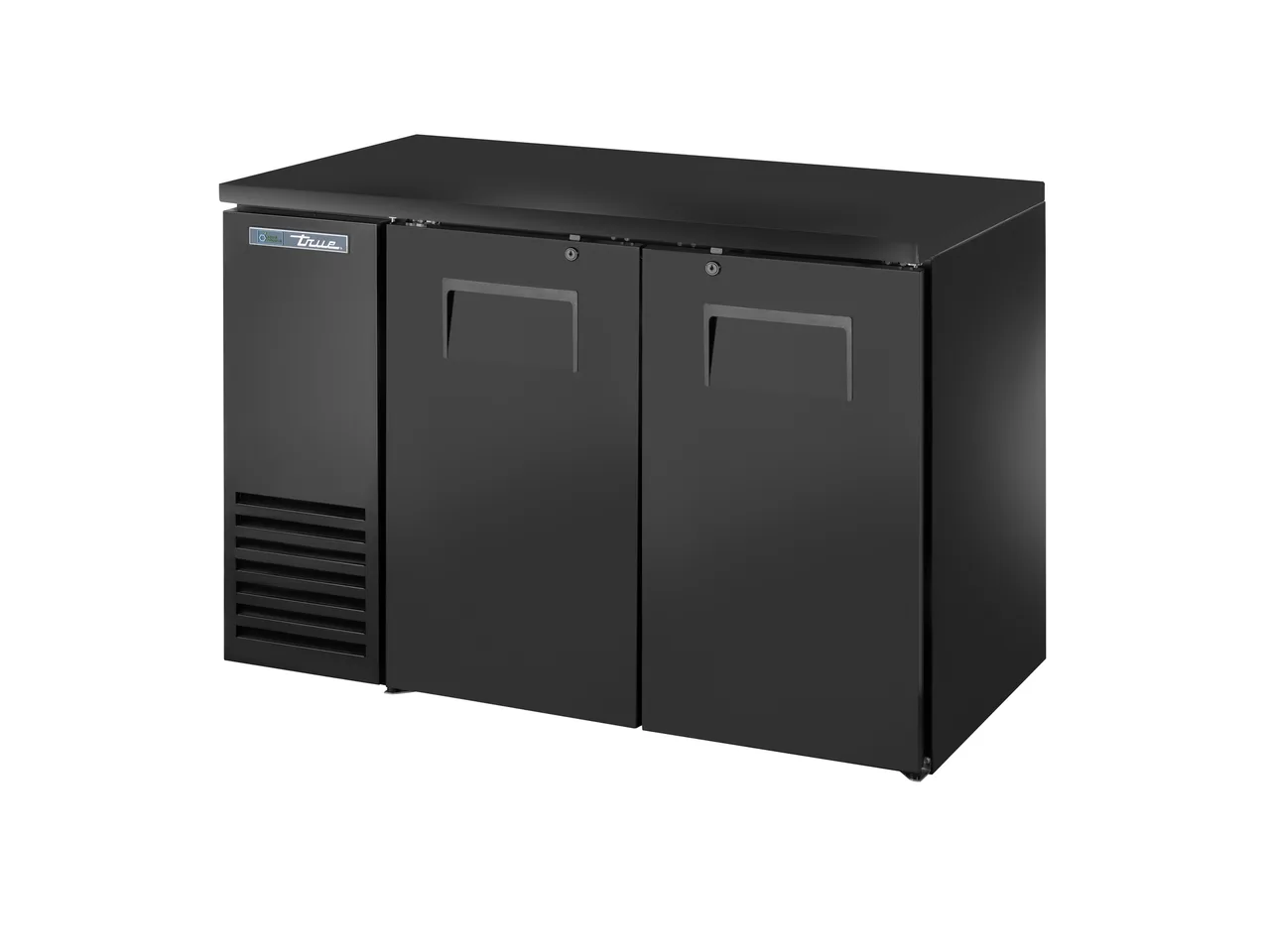 True TBB24-48-2S-Z1-BST-B-1 48" 2‑Sec Bar Cooler, Black, 76 Six‑Pack 12 oz Cans, R290, 1/5 HP USA