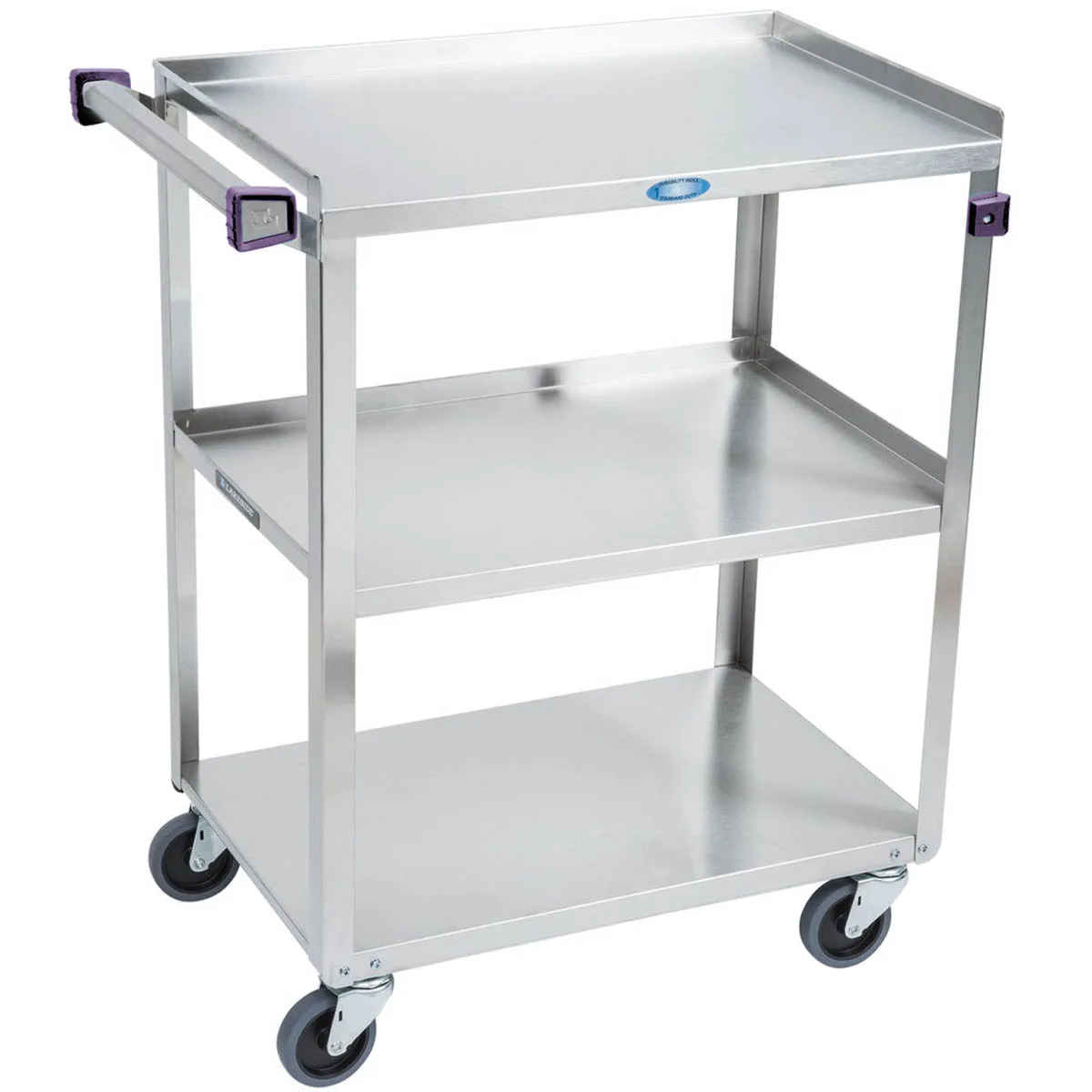 Lakeside 311A 3-Shelf Light Duty Utility Cart w/ 300 lb Capacity, (1) Push Handle
