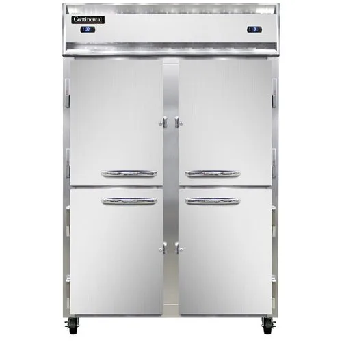 Continental Refrigerator 2RFNHD 52" 2-Section Reach-In Refrigerator Freezer Combo w/ 4 Half Solid Doors