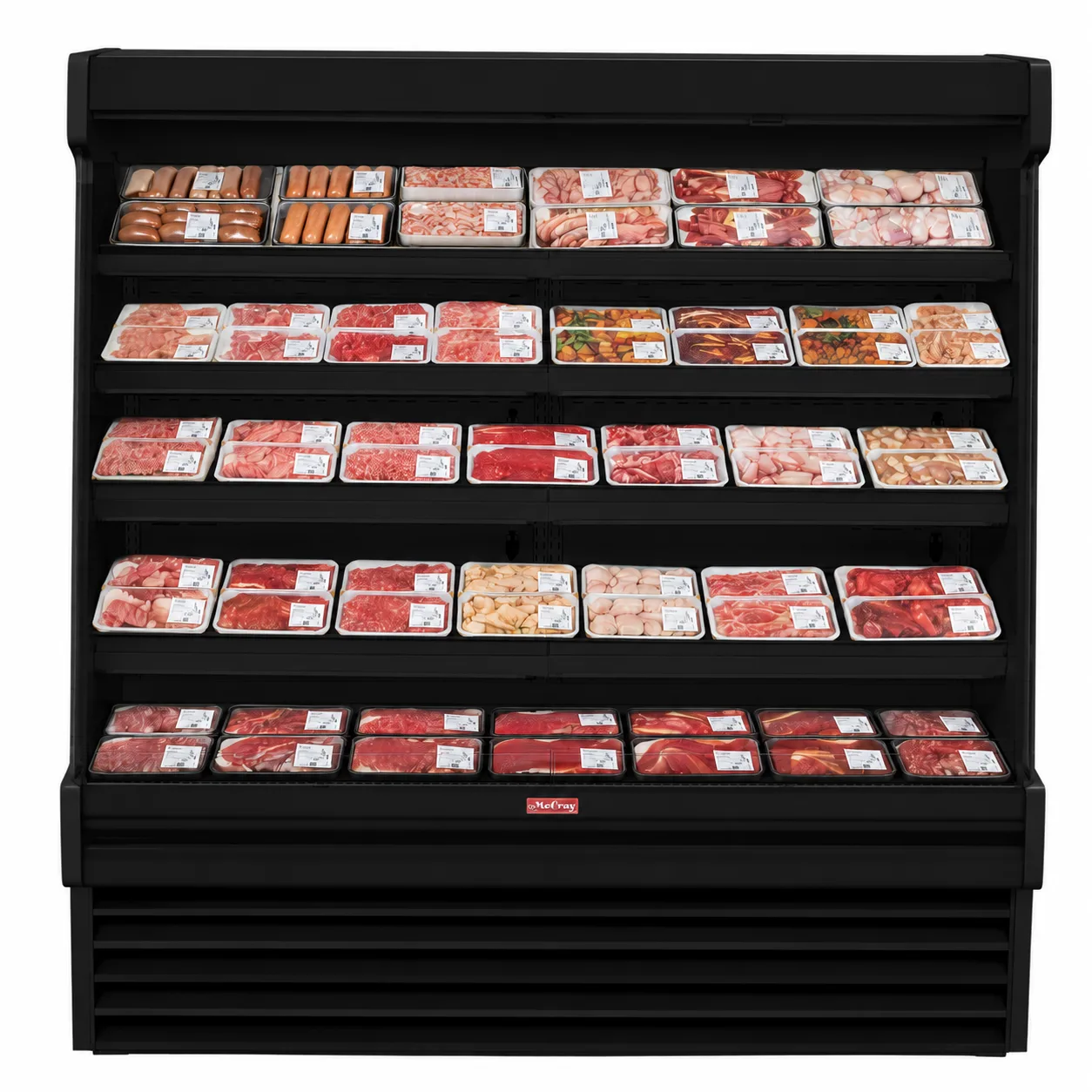 Howard-McCray SC-OM35E-8S-B-LED Open Air Merchandiser, 99", Black, 4‑Tier Shelves, 115V