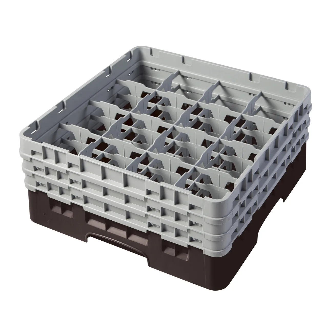 Cambro 16S638167 Camrack Glass Rack, Brown, Full Size, 19-3/4 x 19-3/4, 16 Compartments