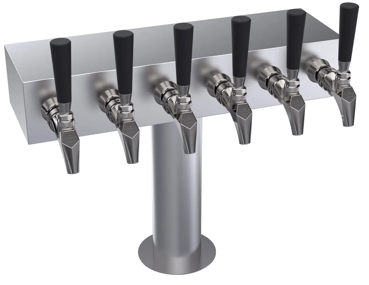 Krowne KTH-6S Draft Beer Tower, 18" Box, Stainless Steel, Glycol, Six‑Faucet T‑Head, 4‑6 Tap