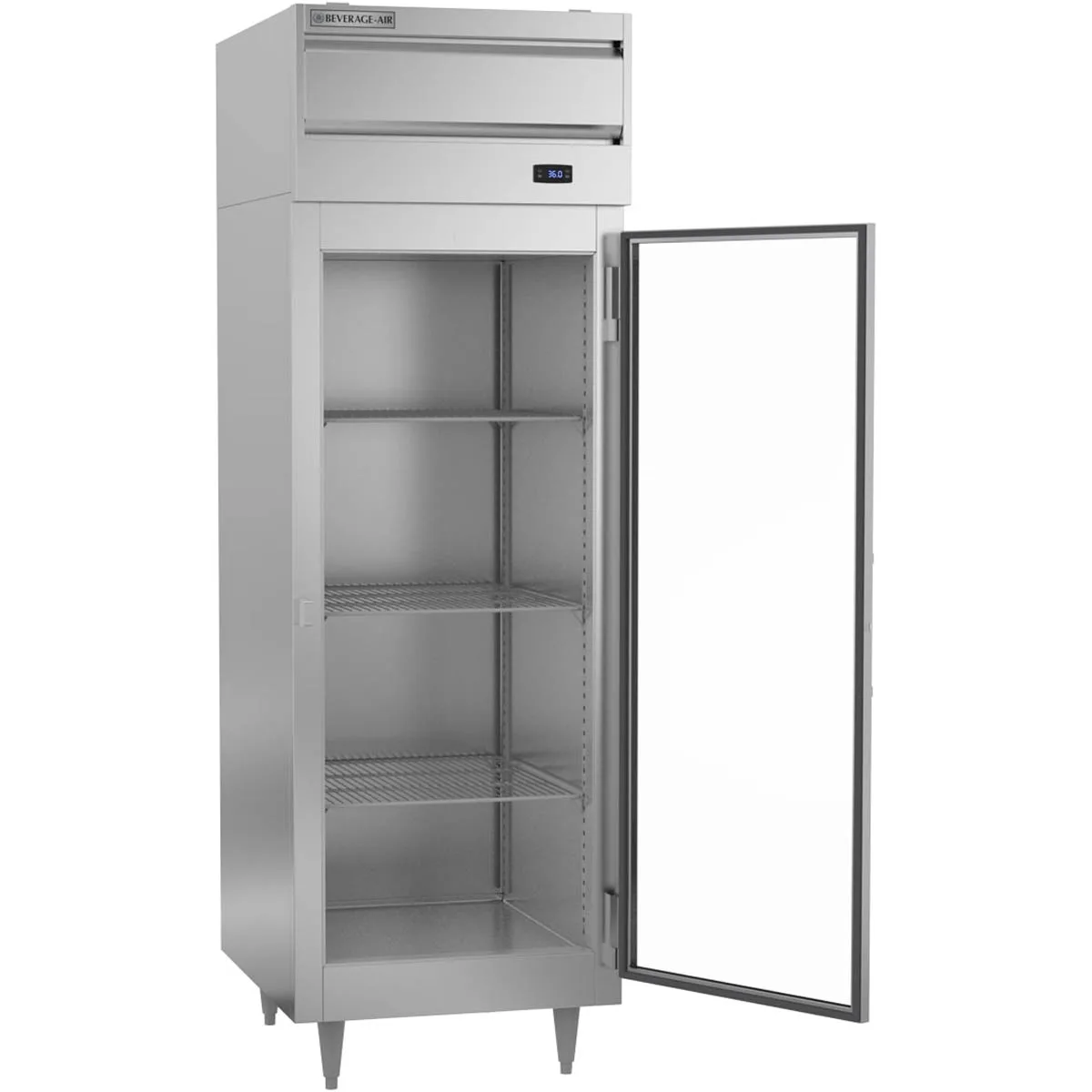 Beverage Air PR1HC-1BG 26" 1-Section Reach-In Refrigerator w/ Glass Full Door, Top Mounted, Aluminum Interior, 21 cu. ft.
