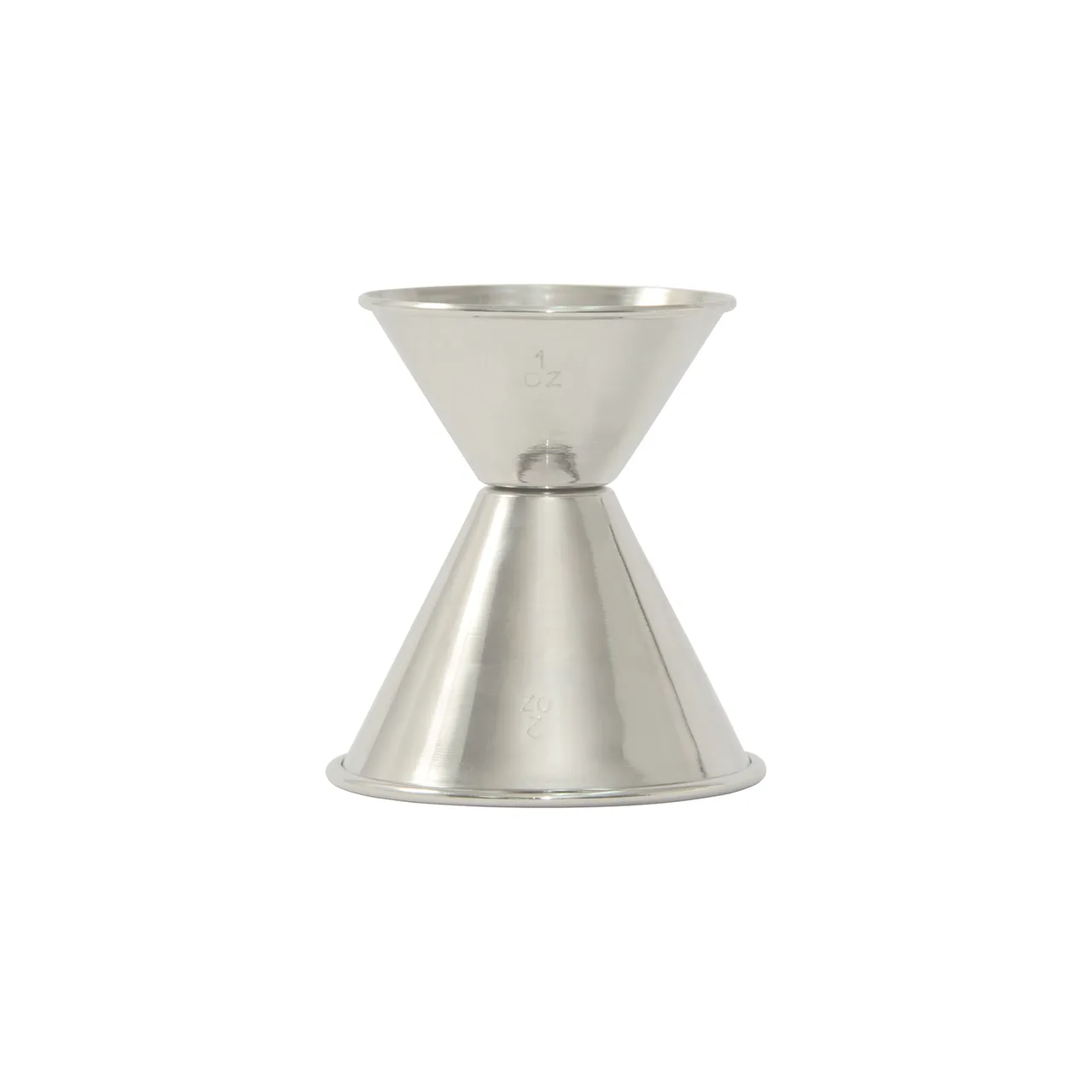 CAC China JG10-200 Stainless Steel Bar Jigger, 1 oz / 2 oz Dual Capacity, Rolled Edge Design