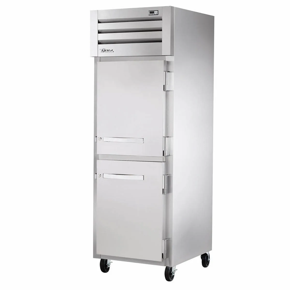 True STA1R-2HS-HC 27" 1-Section Reach-In Refrigerator w/ 2 Solid Half Doors, Top Mounted, Aluminum Interior-Stainless Floor