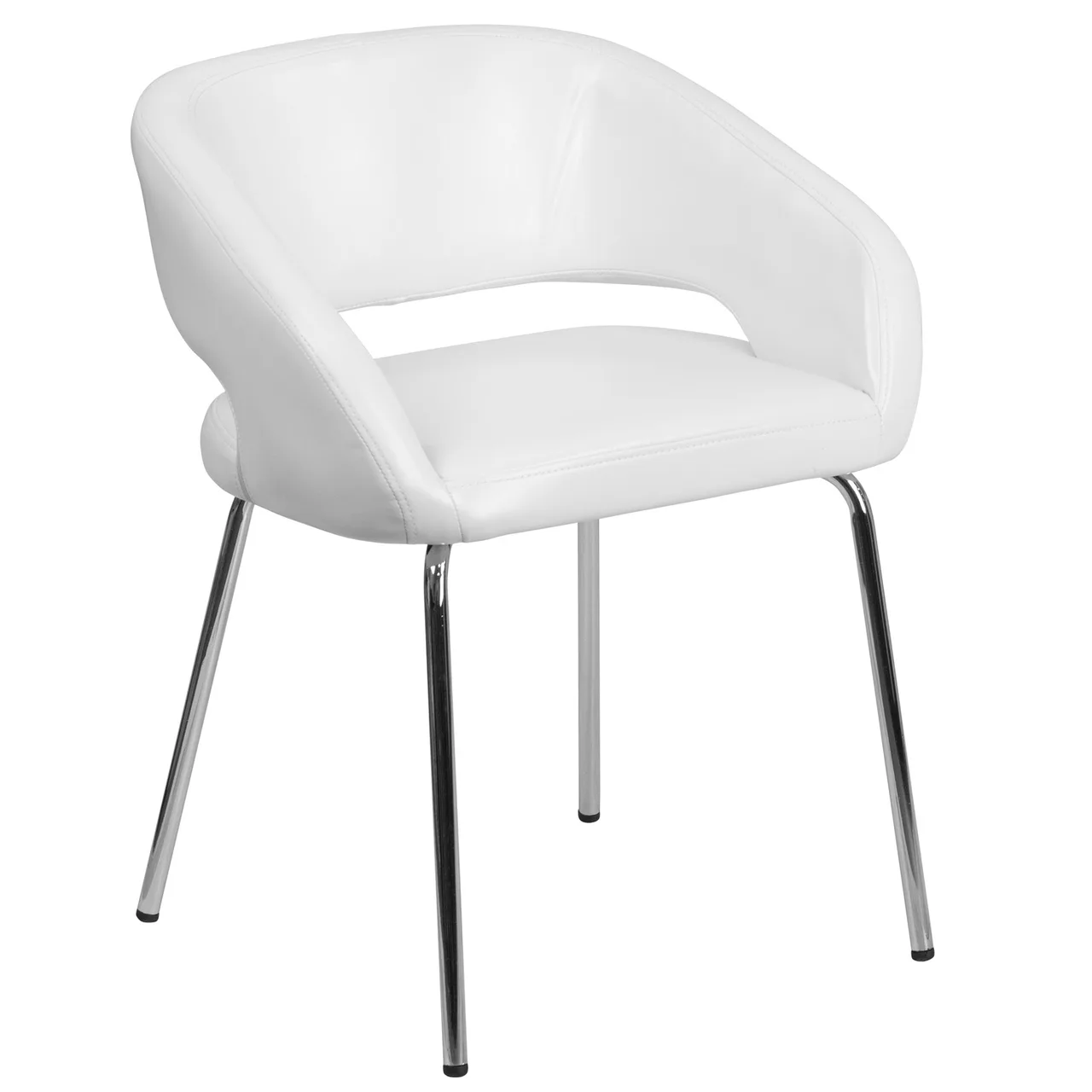 Flash Furniture CH-162731-WH-GG Fusion Series White LeatherSoft Upholstered Lounge Chair with Chrome Legs