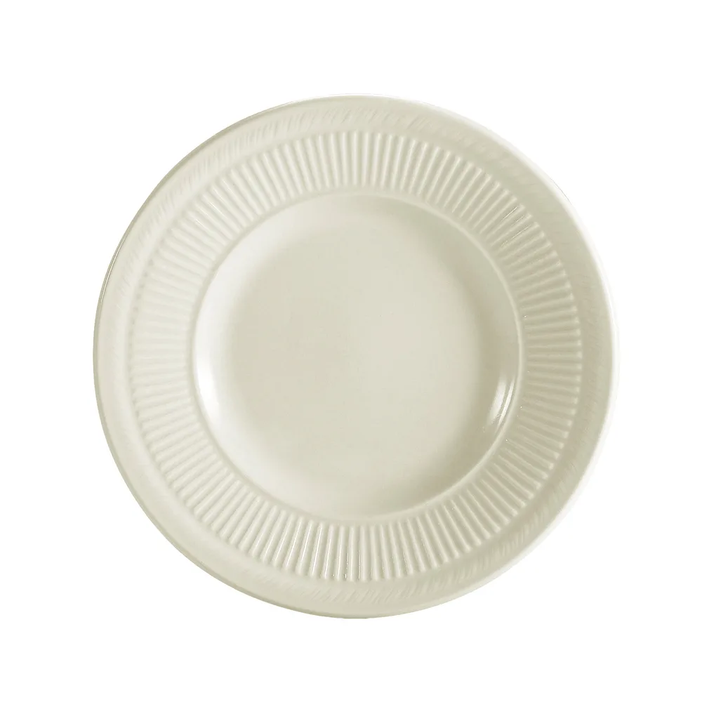 CAC China RID-5 Ridgemont Plate, 5-1/2" Dia x 3/4" H, Round, Embossed Rim, Ceramic, White - Dozen
