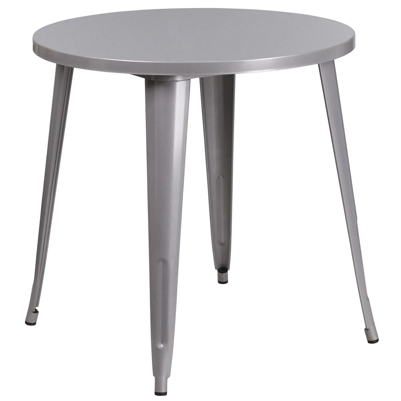 Flash Furniture CH-51090-29-SIL-GG 30" Round Metal Dining Table, 29"H, Silver Powder Coat Finish