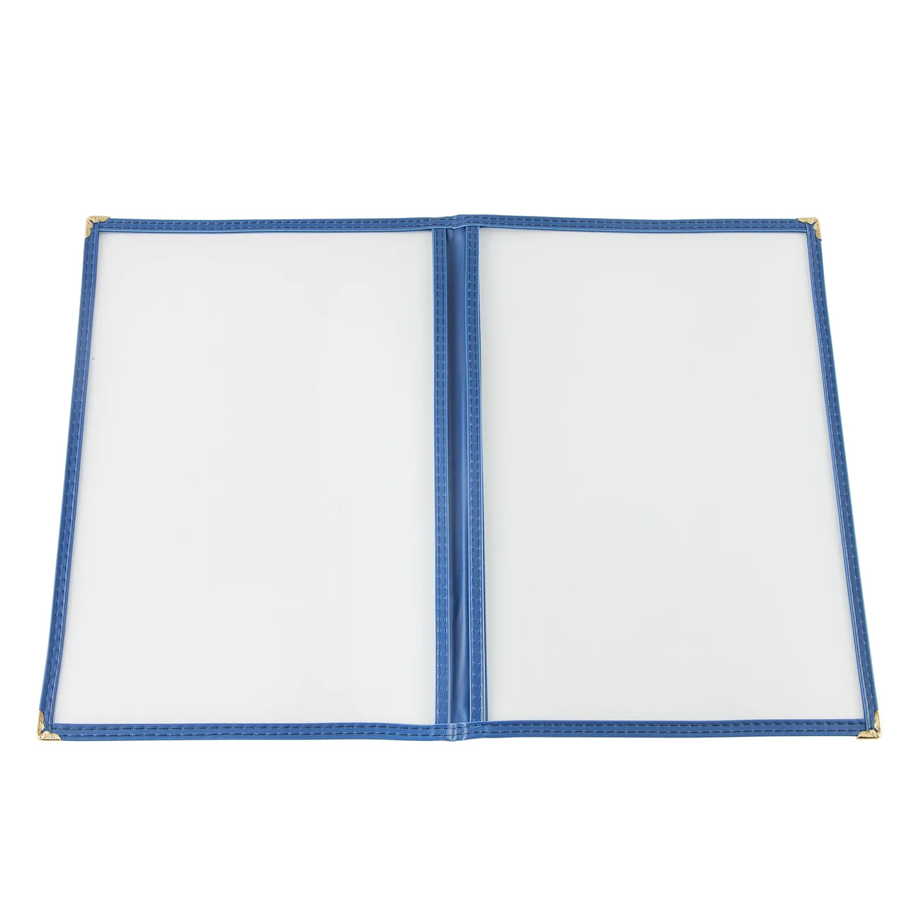 CAC China MCP2-911BL Menu Cover – 2‑Pocket Vinyl Booklet, 8½" x 11" Letter, Brass Corners
