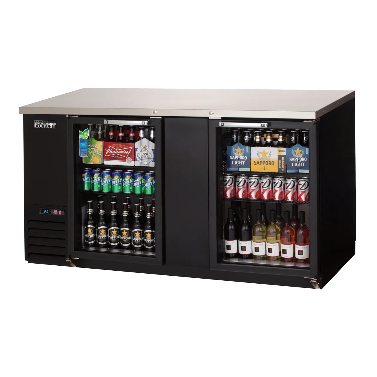 Everest EBB69G 68" Two Section Back Bar Cooler with Glass Door, 24.0 cu. ft.