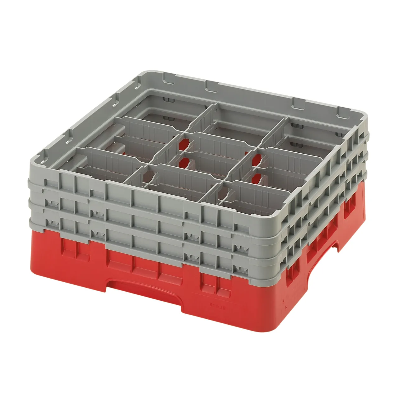 Cambro 9S638163 Camrack Glass Rack, Red, Full Size, 19-3/4 x 19-3/4 x 8-7/8, 9 Compartments, 5-7/8 Max Dia, HACCP Compliant, NSF Certified