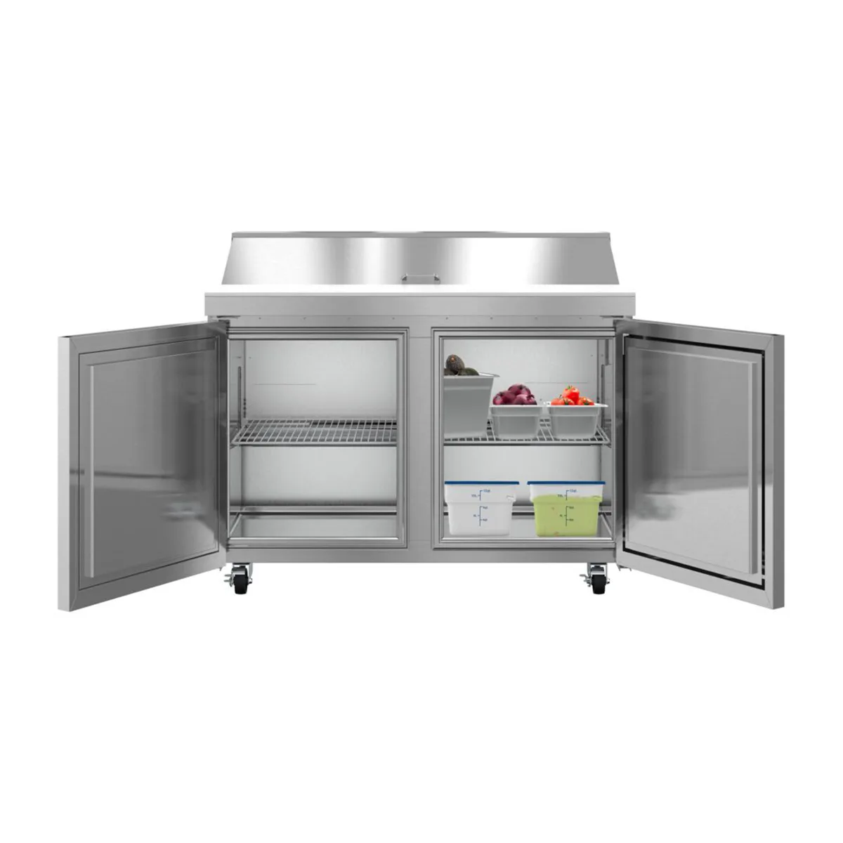 Hoshizaki VSR48A-12 48" 2-Door Sandwich and Salad Prep Table, 12 Pans, Stainless Steel