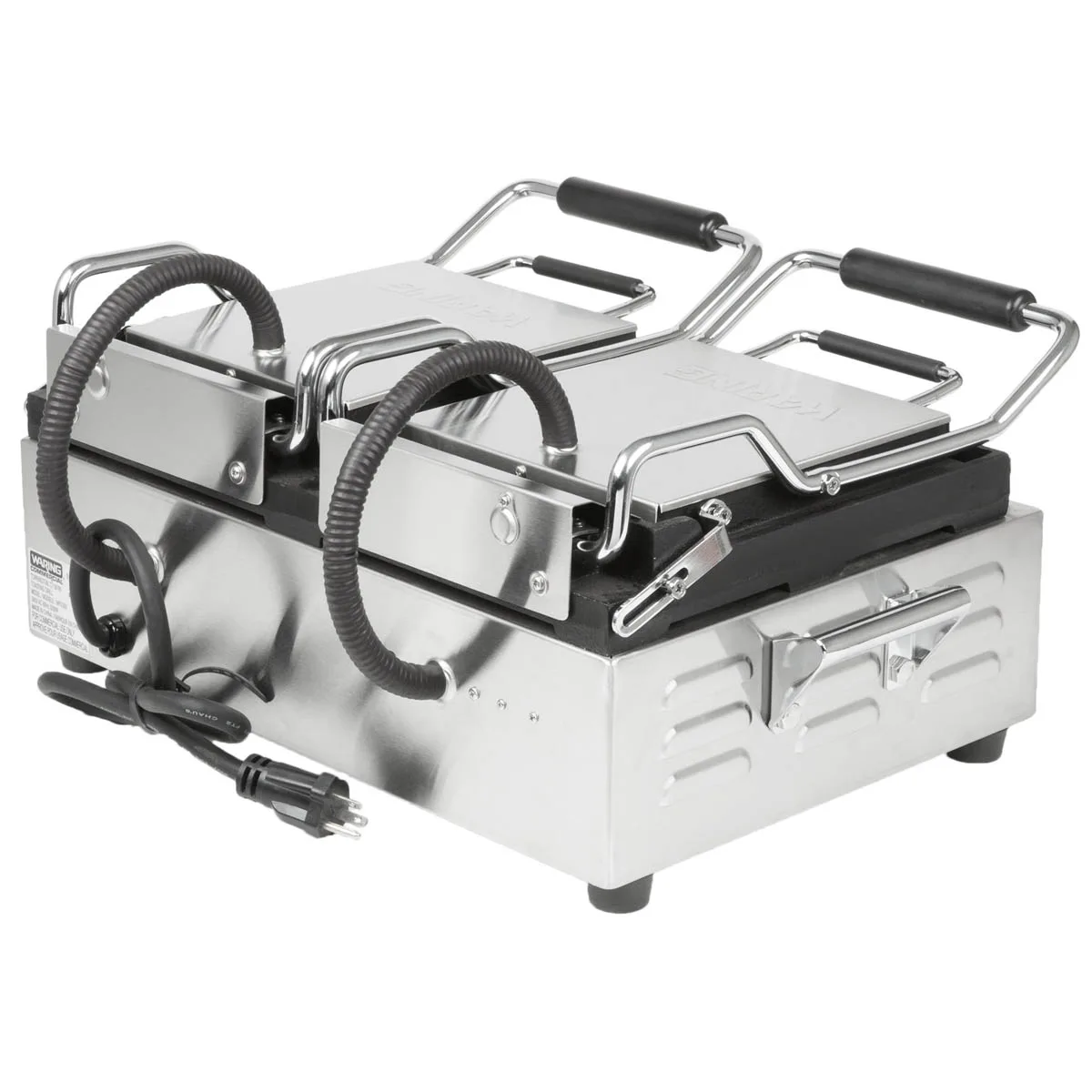 Waring WFG300 Double Cast Iron Sandwich Panini Grill w/ Smooth Plates, 240V