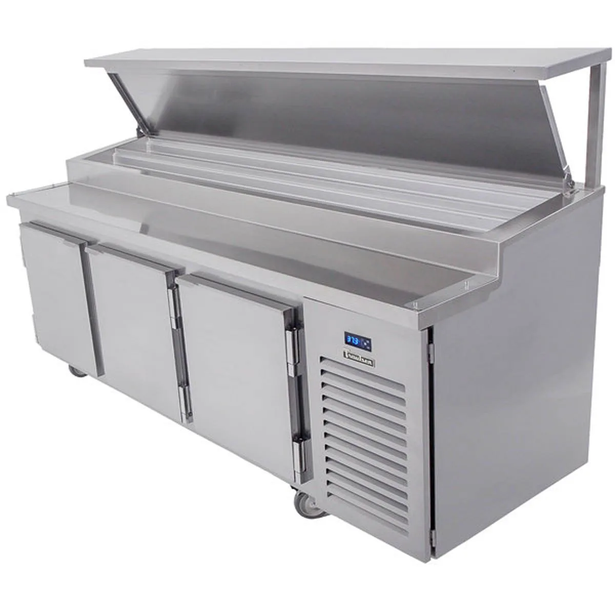 Traulsen TB091SL3S 91" 3-Section Refrigerated Pizza Prep Table w/ 3 Doors, (39) 1/6 Pans