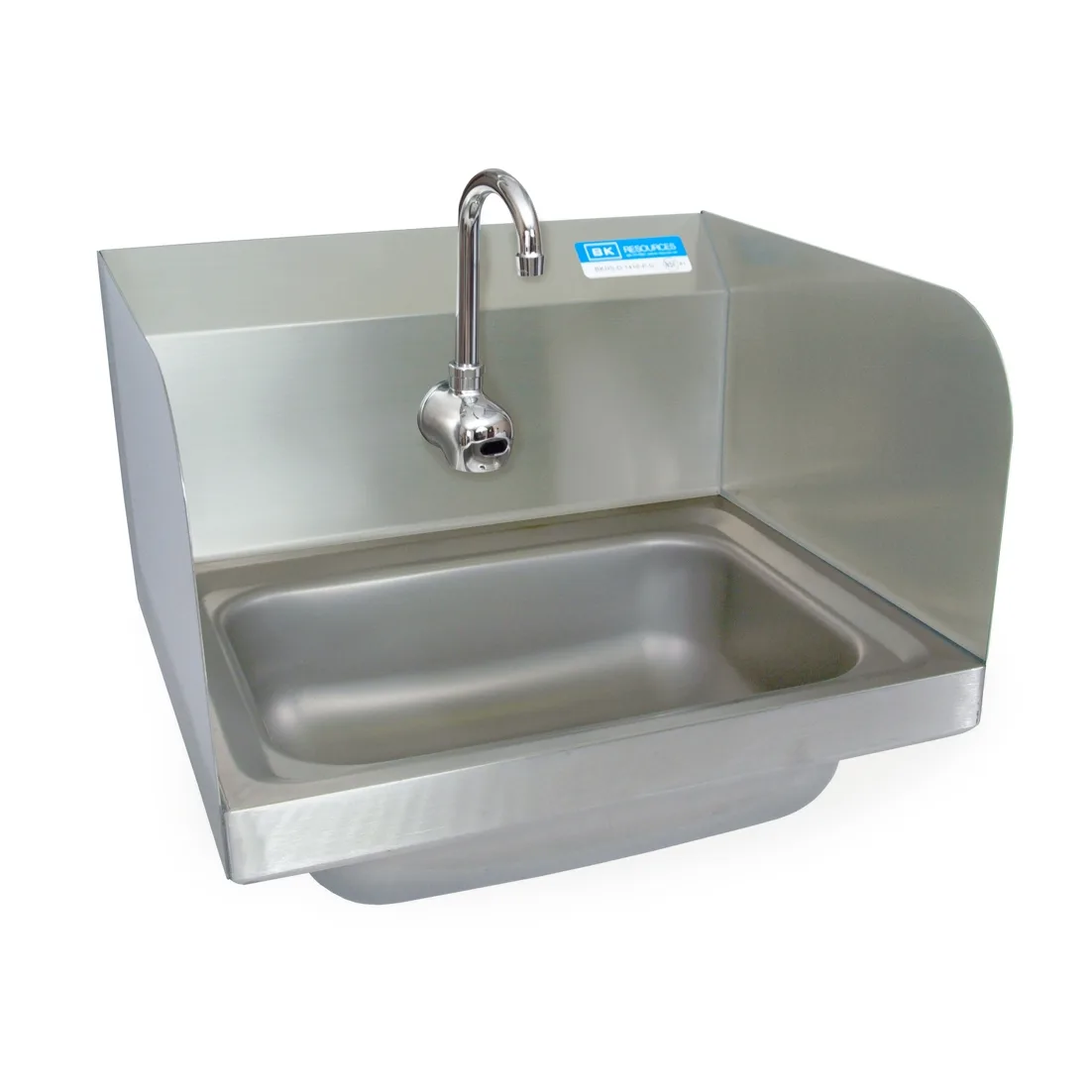 BK Resources BKHS-W-1410-1-SS-P-G 14" Wall Mounted Hand Sink with e-Faucet & Crumb Cup