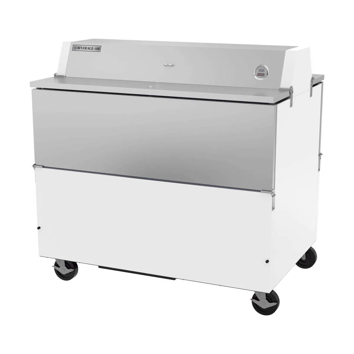 Beverage Air STF49HC-1-W-02 49" Dual Sided Milk Cooler, Forced Air, 12 Crates Capacity