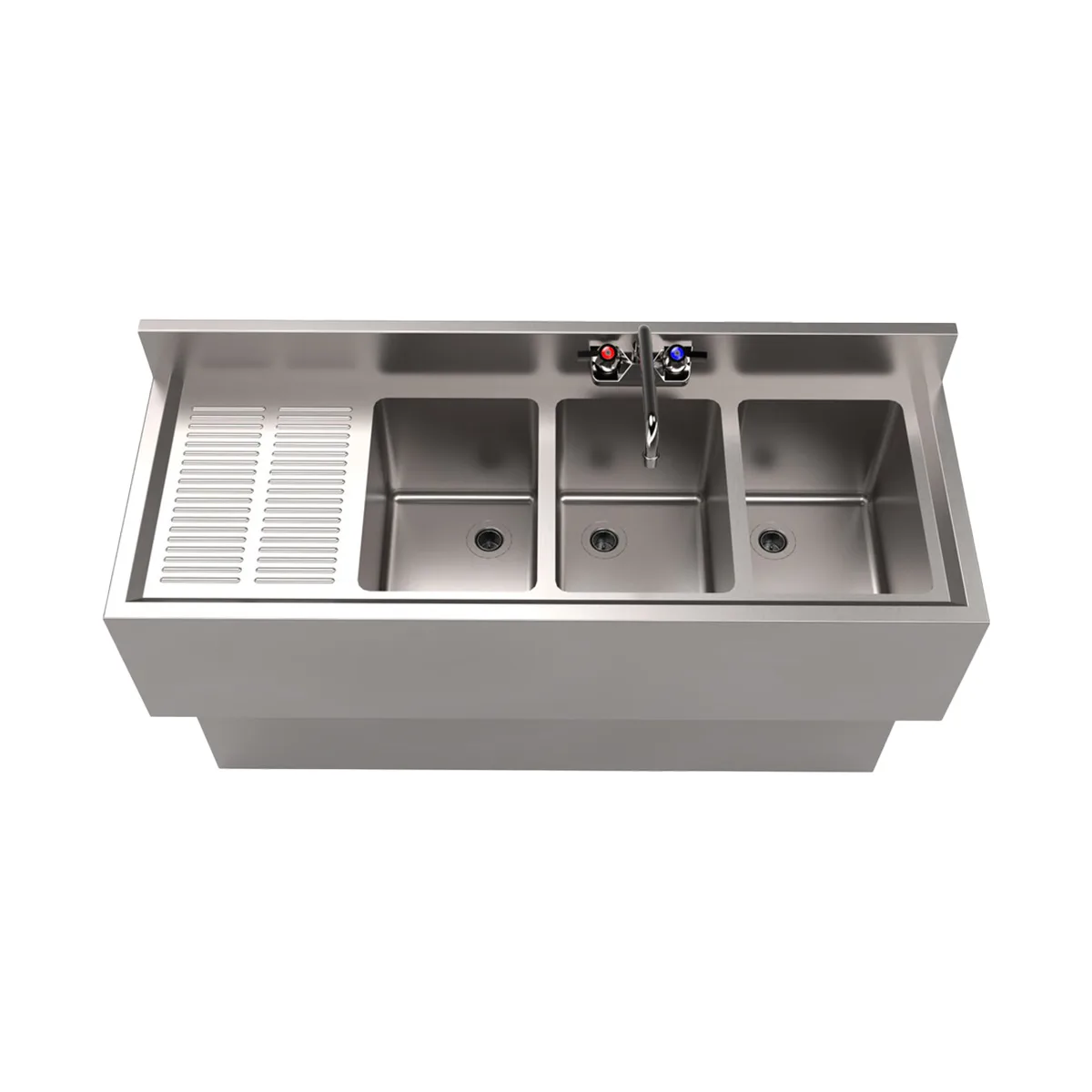 BK Resources UBB-18-348LS Underbar Sink Units, 3 Compartment with Left Drainboard