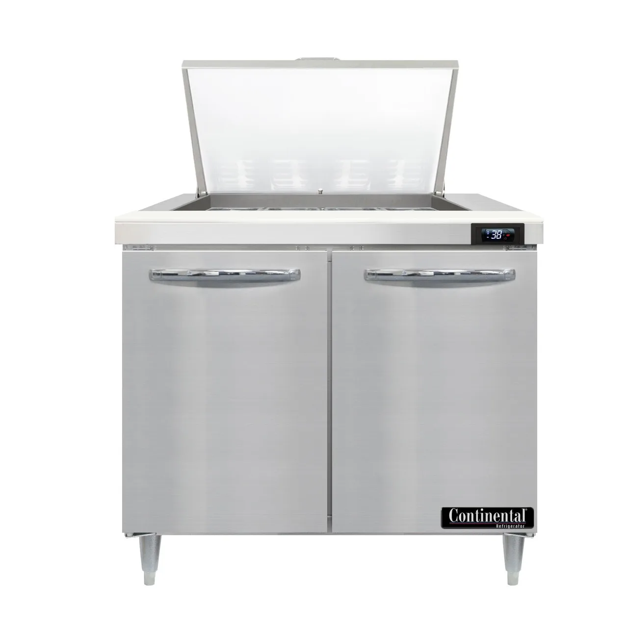 Continental Refrigerator D36N12M 36" Mega Top Sandwich Prep Table w/ 2 Doors, 12 pans
