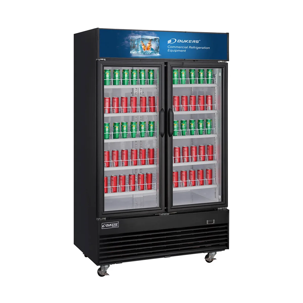 Dukers Appliance Co DSM-48R 54" Two Glass Door Merchandiser Refrigerator in Black, 48.7 cu. ft.