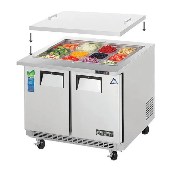Everest EOTPS2 35" Two Section Mega Top Sandwich/Salad Prep Table w/ 2 Doors, 12 Pans