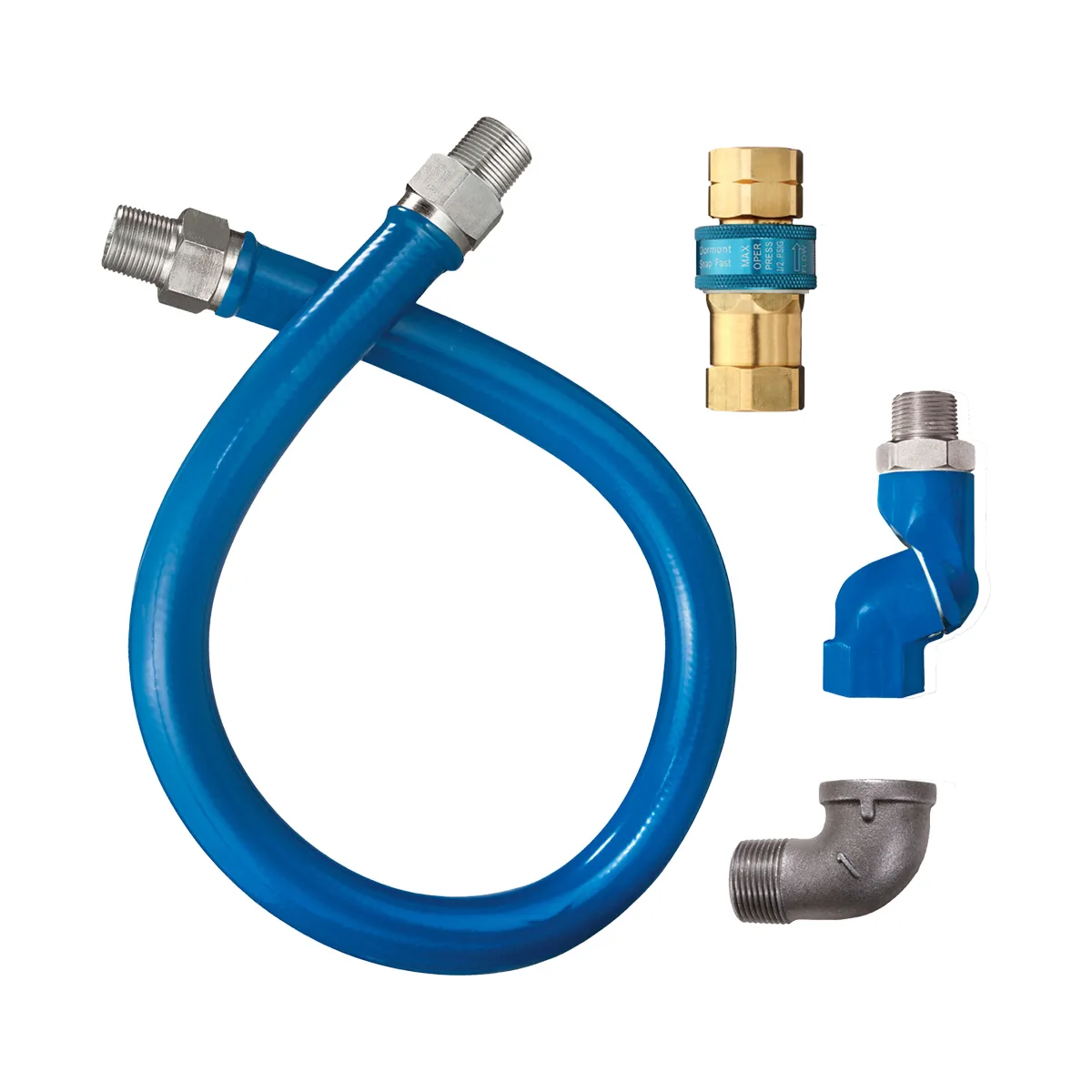 Dormont 1650BPQS48 SnapFast 48" Gas Connector Kit w/ Swivel MAX, Elbow, 1/2" Diameter