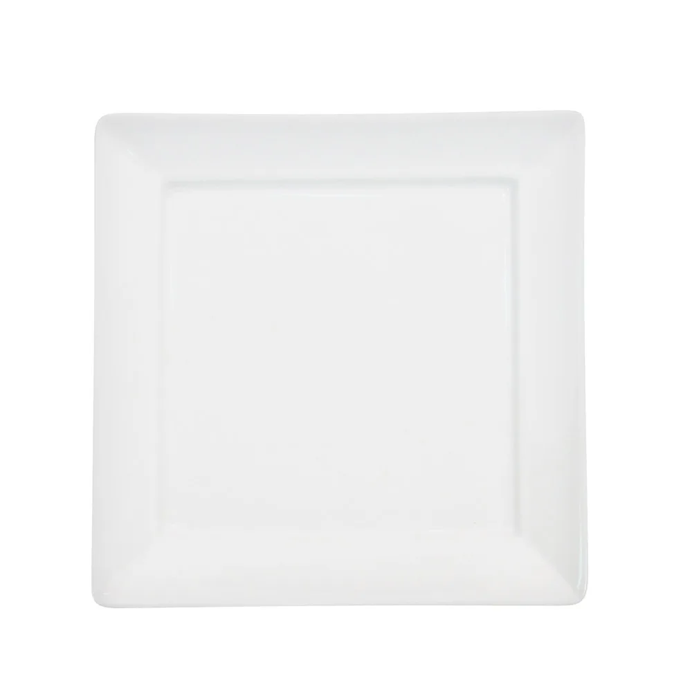 CAC China F-SQ21 Square Plate, 11-1/2" x 11-1/2" x 1" Porcelain Bone White Dishwasher Safe - Dozen