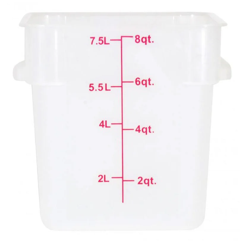 Omcan USA 80193 8 Qt Square Storage Container, Translucent Polypropylene, 7-12 Qt, No Lid
