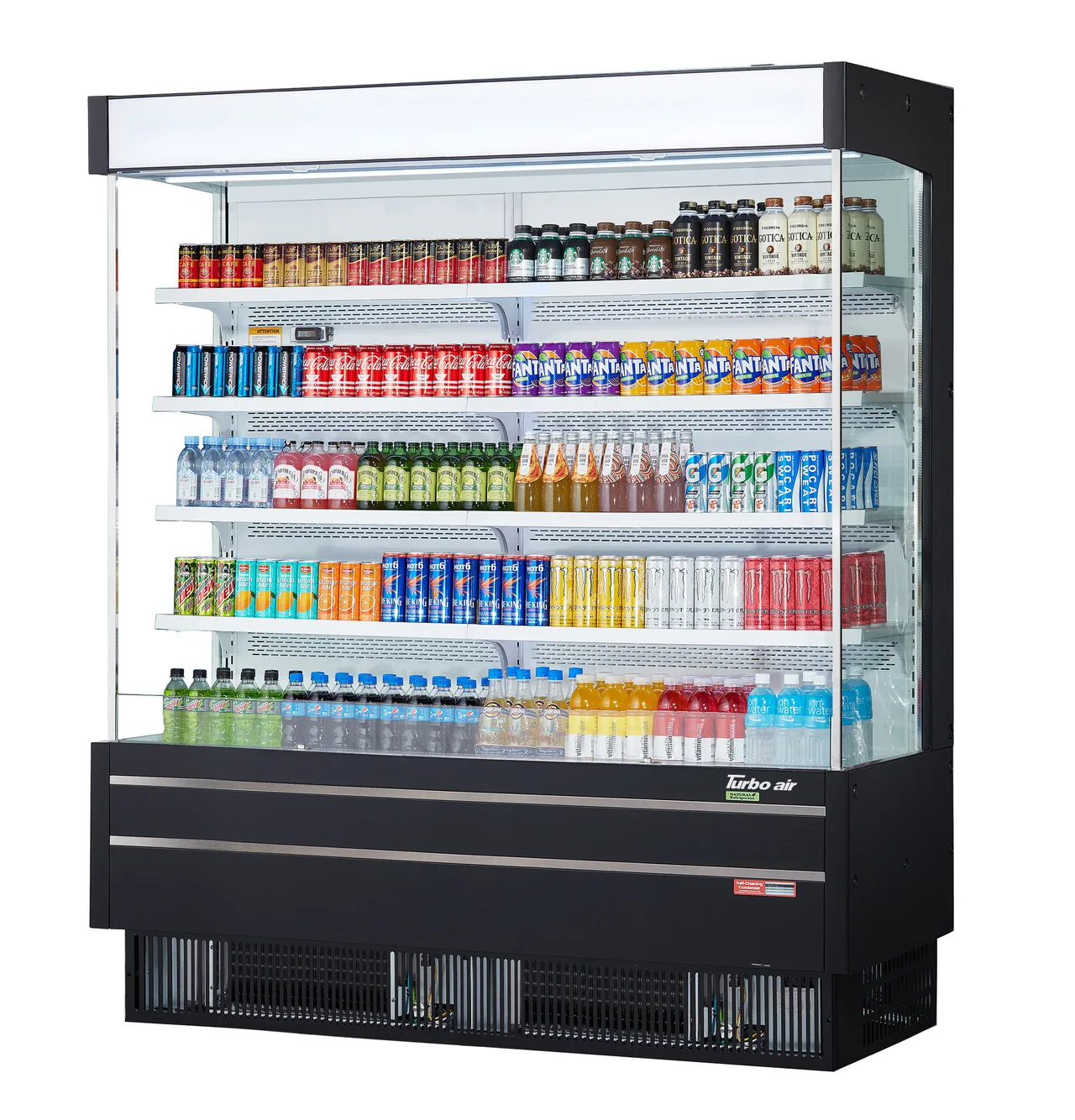 Turbo Air TOM-75MSEW(B)-N 76" Vertical Open Air Merchandiser, Self-Contained, 4 Shelves