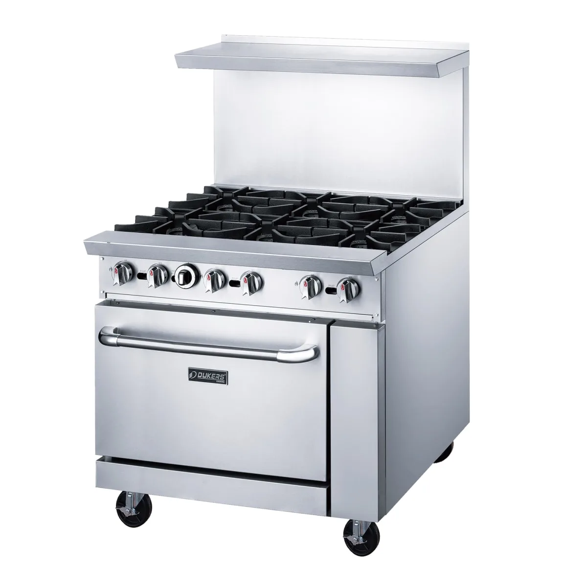 Dukers DCR36-6B 36" 6 Burners Gas Range - Standard Oven, Convertible