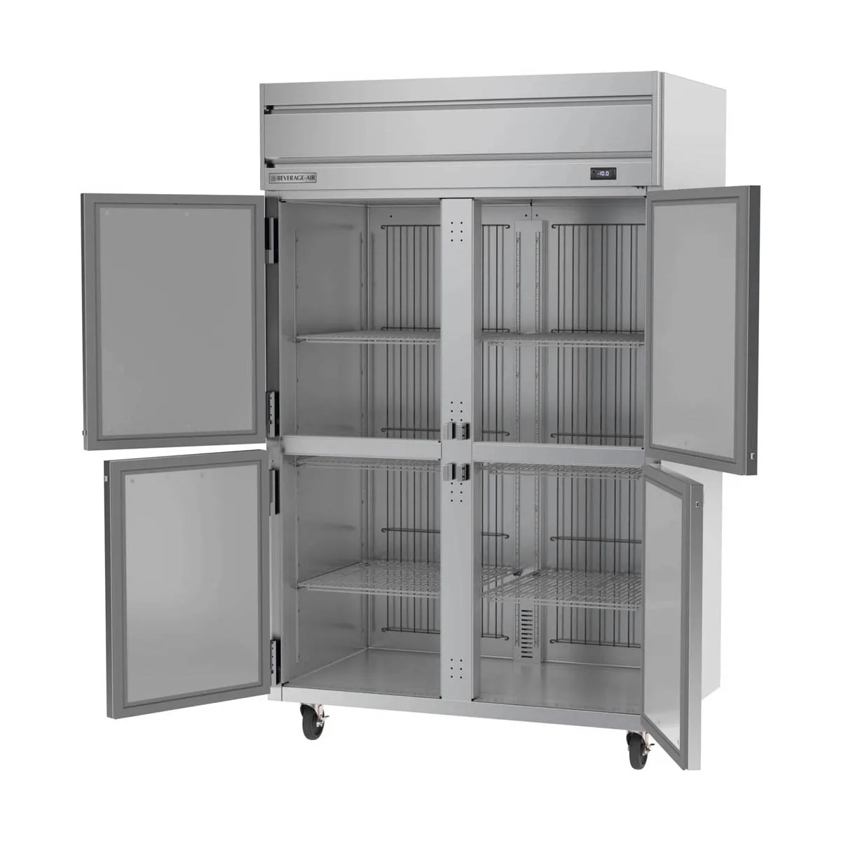 Beverage Air HFPS2HC-1HS 52" 4-Half Solid Door Reach-In Freezer, Top Mounted, 45.2 cu. ft., Stainless Steel
