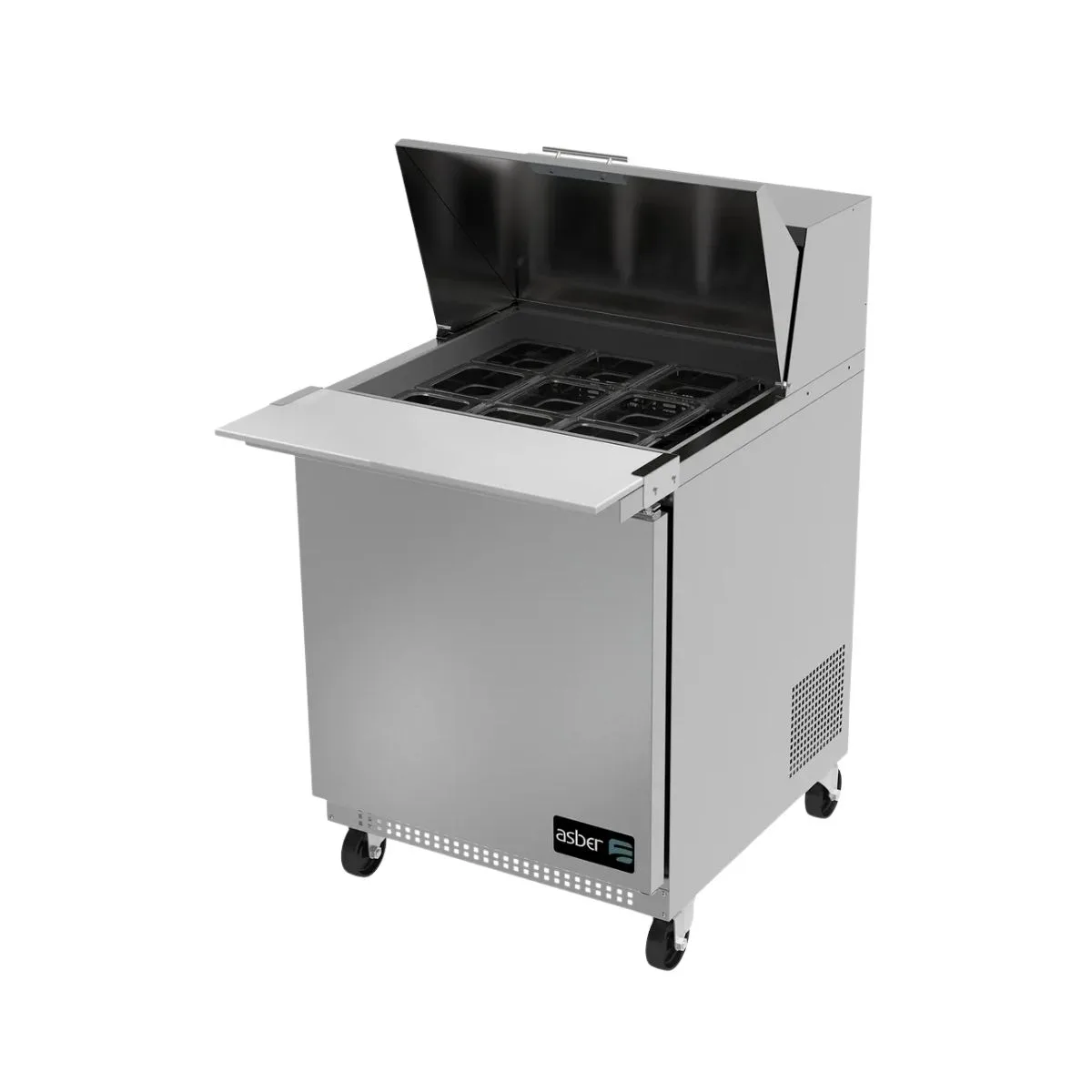 Asber APTM-27-12 27" One Section Mega Top Sandwich/Salad Prep Table w/ 1 Door, 12 pans, 6 cu. ft.