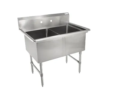 John Boos 2B244-X 53" Two Compartment Sink, 24"W x 24"L Bowl Without Drainboard