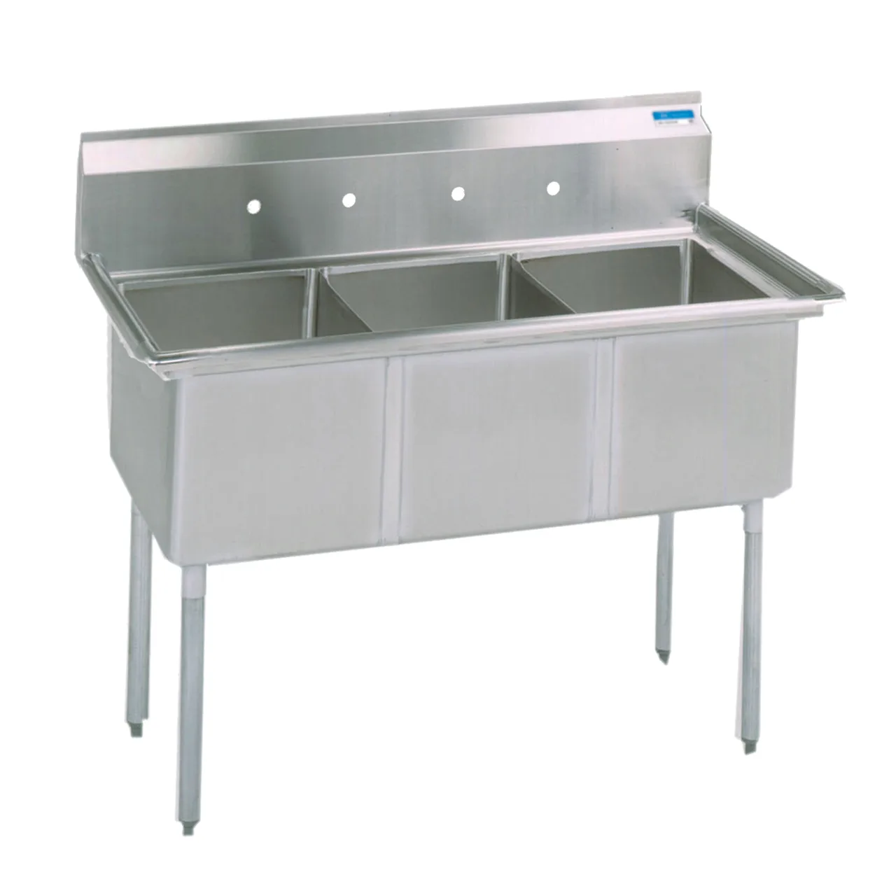 BK Resources BKS-3-24-14 77" Three Compartment Sink, 24"W x 24"L Bowl Without Drainboard