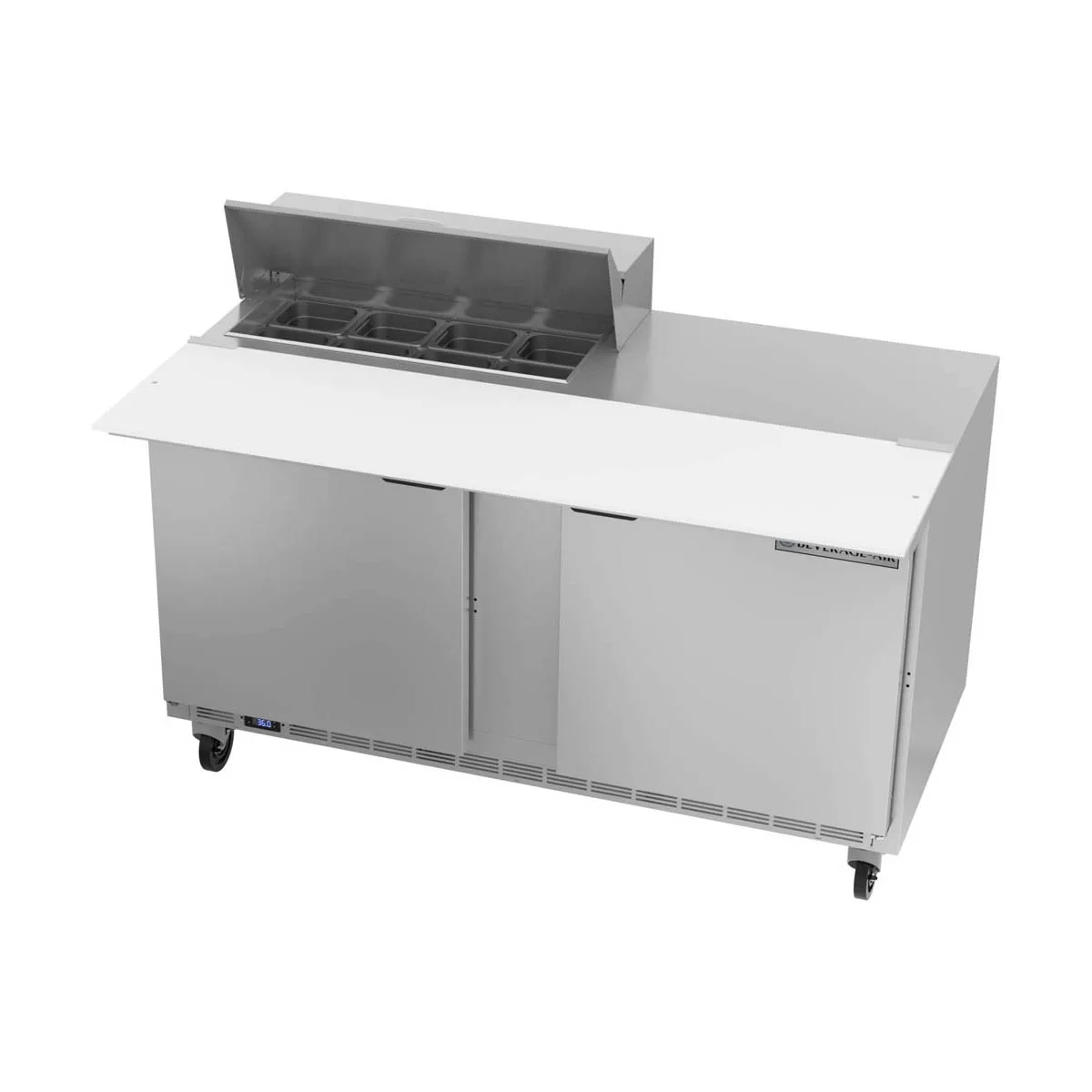 Beverage Air SPE60HC-08C 60" Two Section Sandwich/Salad Prep Table w/ 2 Doors, 8 pans, 16 cu. ft.