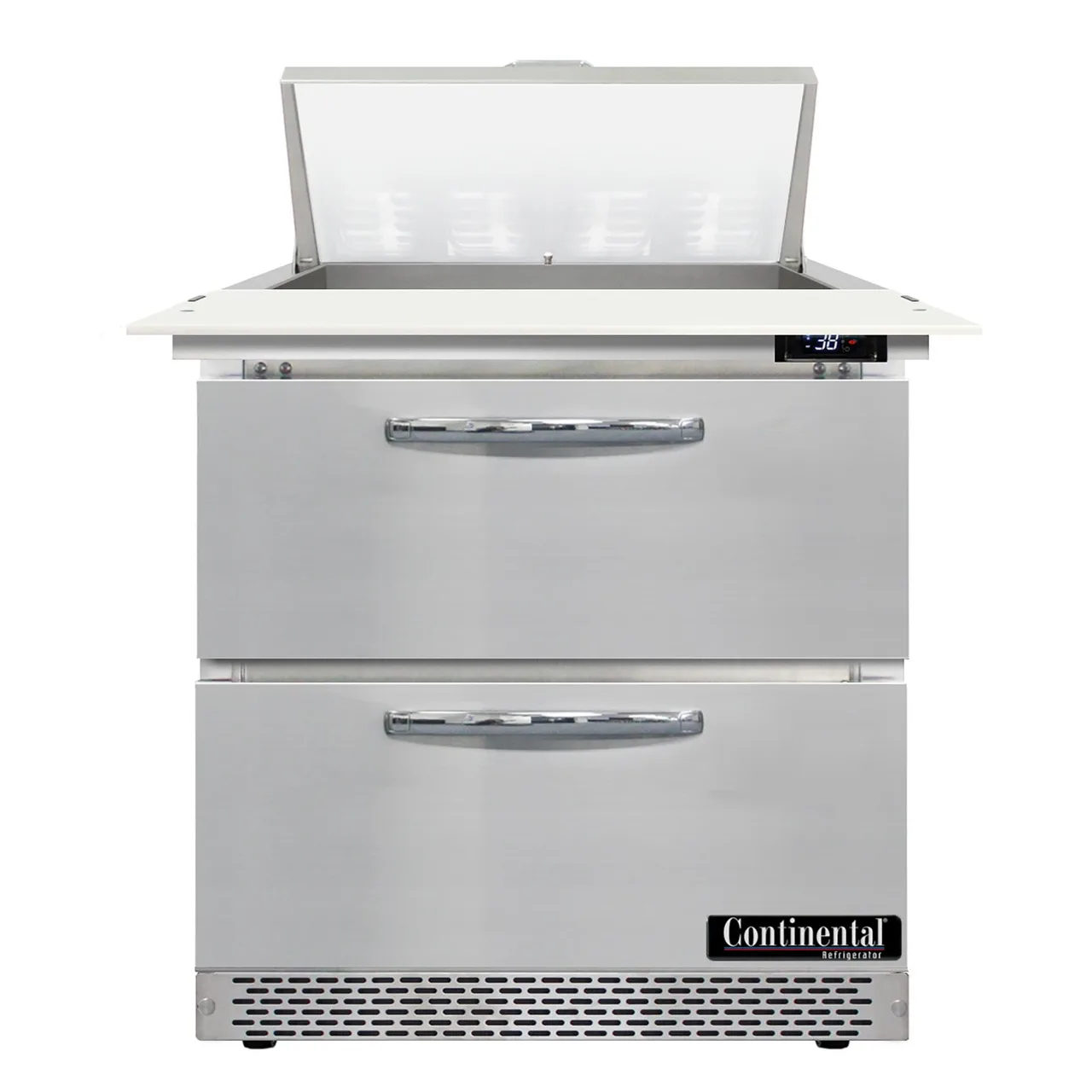 Continental Refrigerator D32N8C-FB-D 32" One Section Sandwich / Salad Prep Table w/ 2 Drawers, 8 Pans