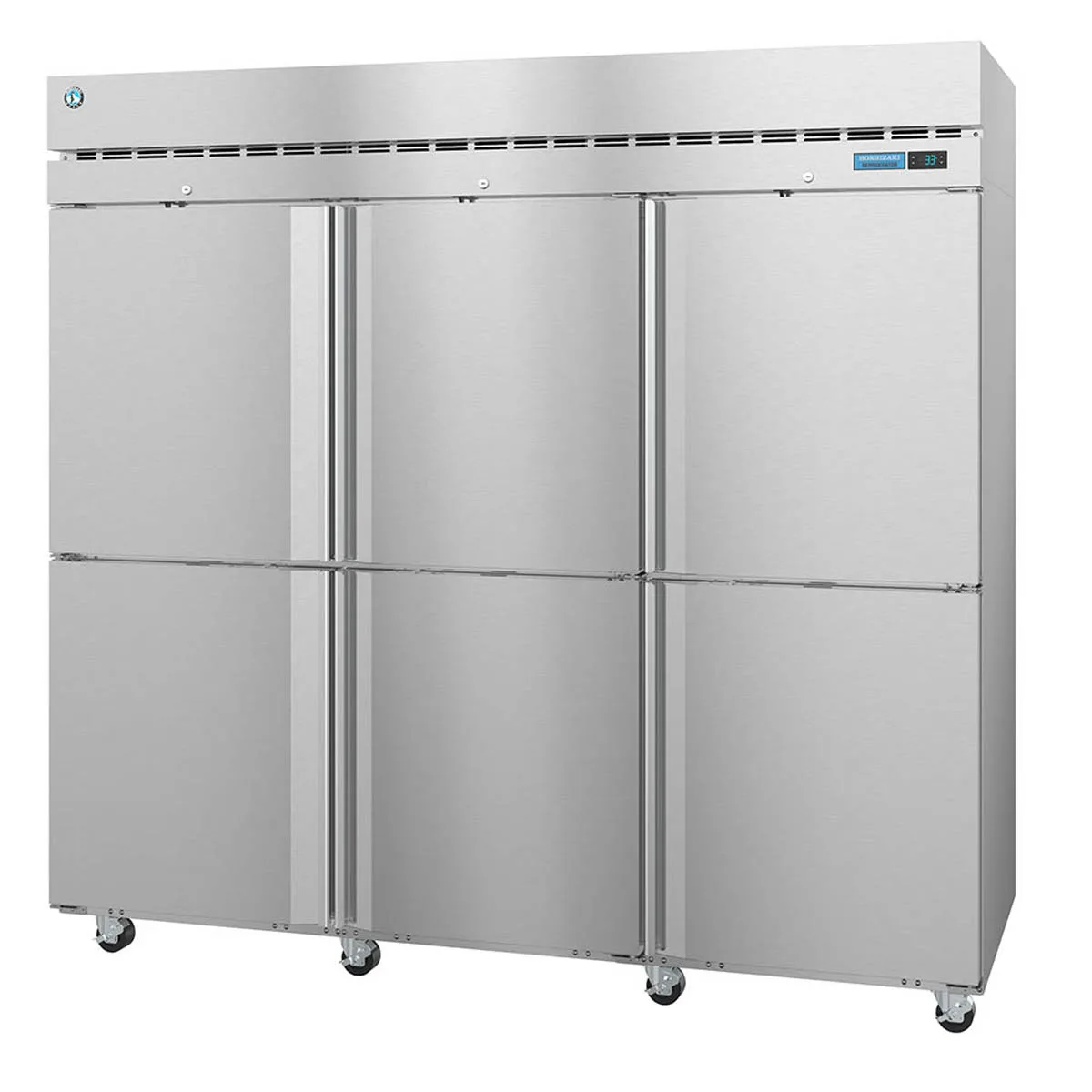 Hoshizaki R3A-HS 82" 3-Section Reach-In Refrigerator w/ 6 Solid Half Doors, Top Mounted, Stainless Steel, 79 cu. ft.